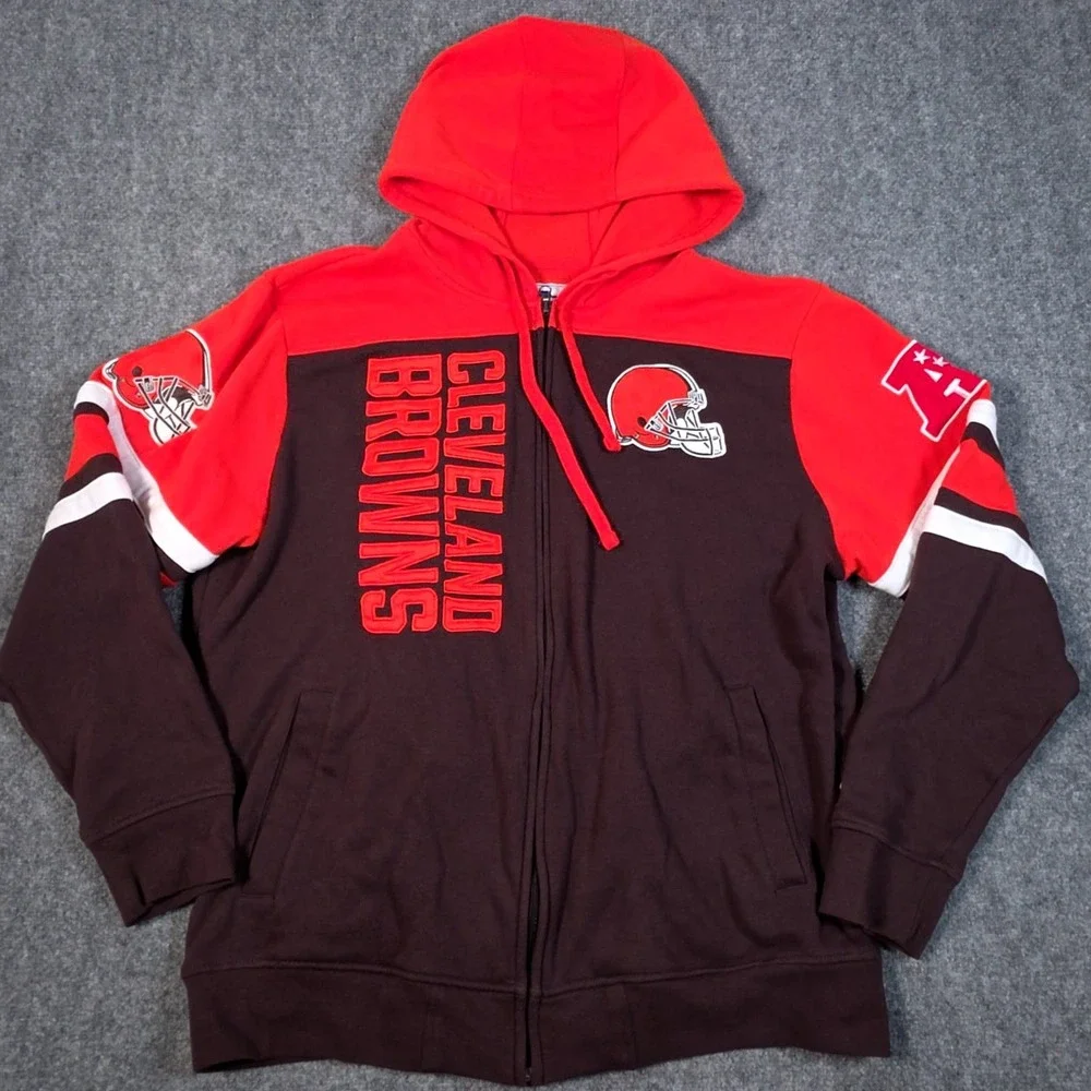 Starter Cleveland Browns Hoodie Mens XL Full Zip Sweatshirt NFL AFC Embroidered